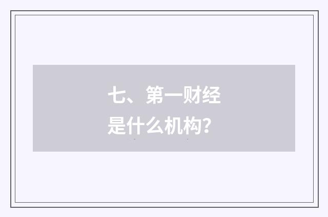 七、第一财经是什么机构？