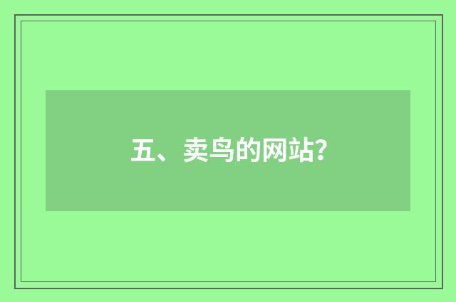 五、卖鸟的网站？