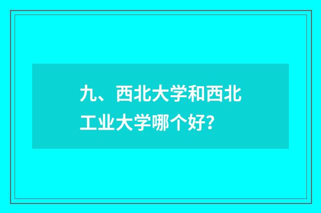 九、西北大学和西北工业大学哪个好？