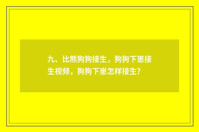 九、比熊狗狗接生，狗狗下崽接生视频，狗狗下崽怎样接生？