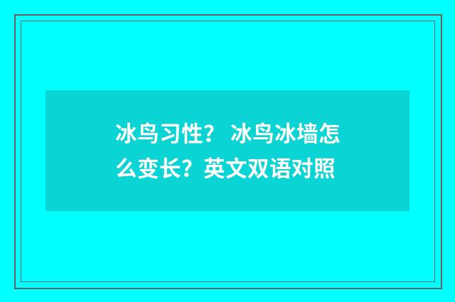 冰鸟习性？ 冰鸟冰墙怎么变长？英文双语对照
