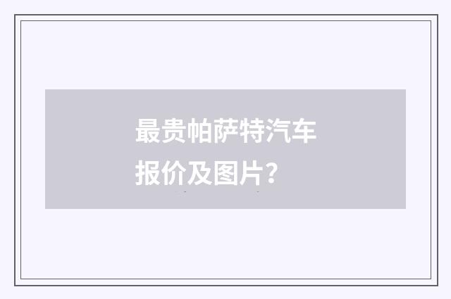 最贵帕萨特汽车报价及图片？