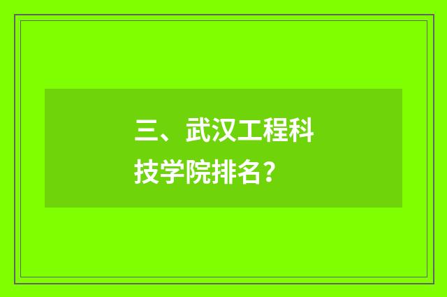 三、武汉工程科技学院排名？