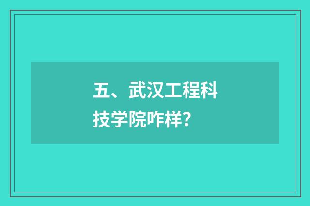 五、武汉工程科技学院咋样？