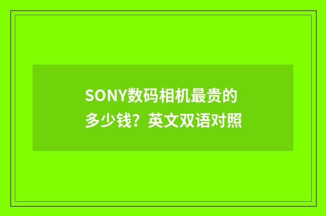 SONY数码相机最贵的多少钱？英文双语对照