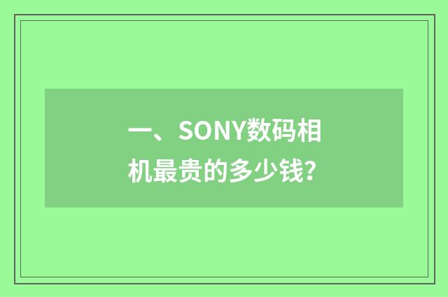 一、SONY数码相机最贵的多少钱？