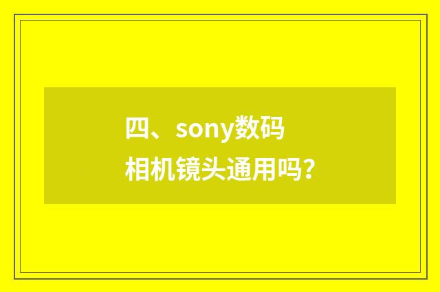 四、sony数码相机镜头通用吗？