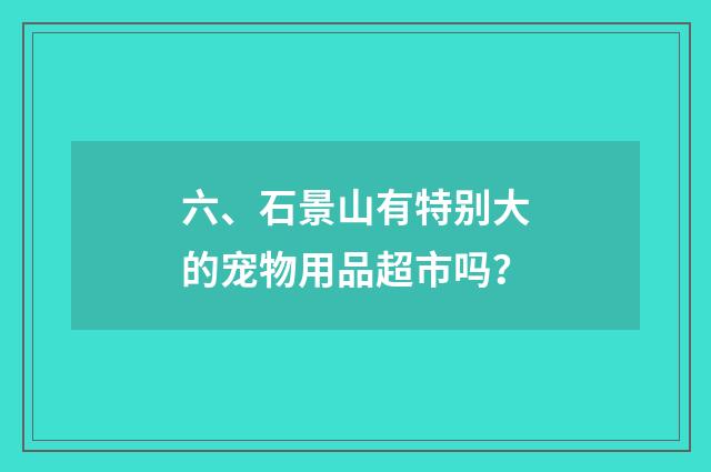 六、石景山有特别大的宠物用品超市吗？