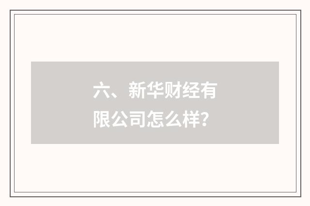 六、新华财经有限公司怎么样？
