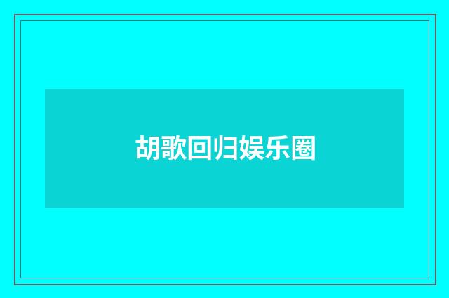 胡歌回归娱乐圈