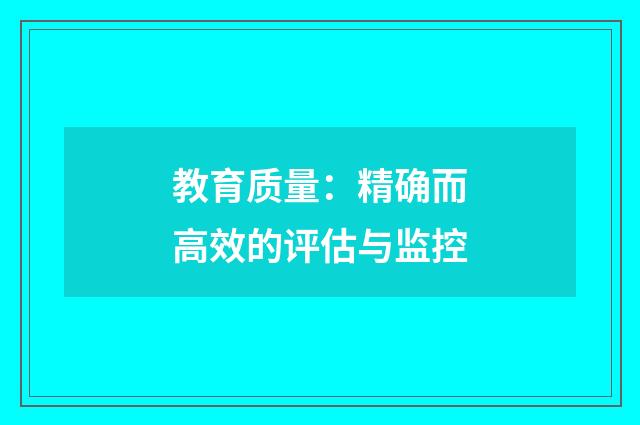 教育质量：精确而高效的评估与监控