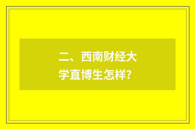 二、西南财经大学直博生怎样？
