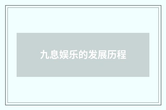 九息娱乐的发展历程