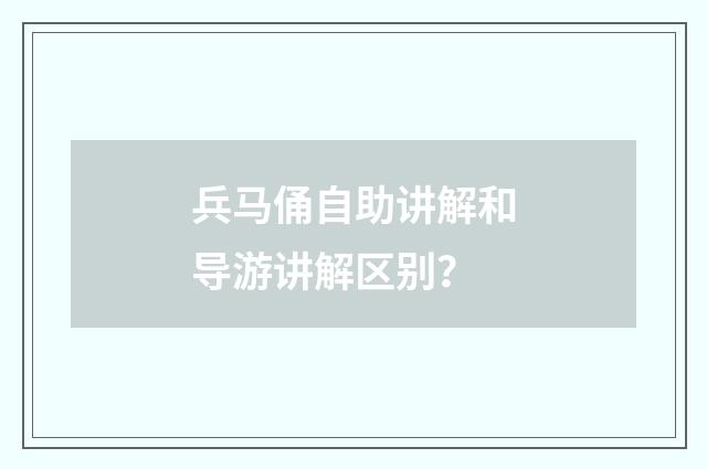 兵马俑自助讲解和导游讲解区别？