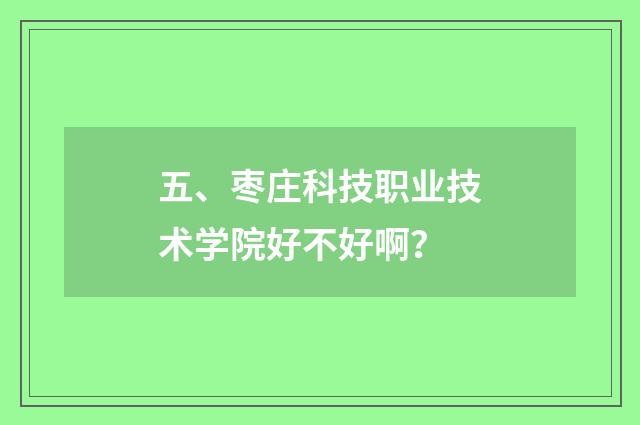 五、枣庄科技职业技术学院好不好啊?