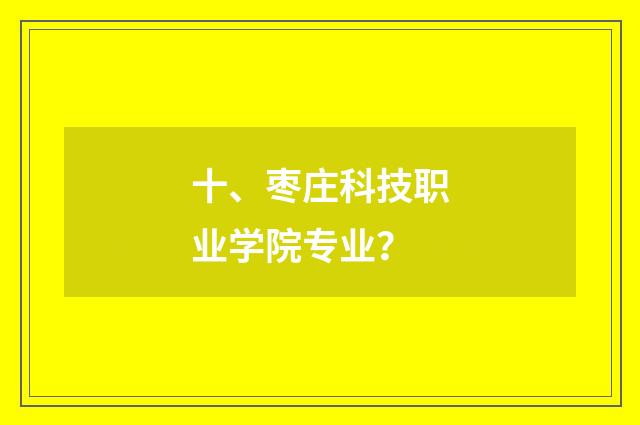 十、枣庄科技职业学院专业？