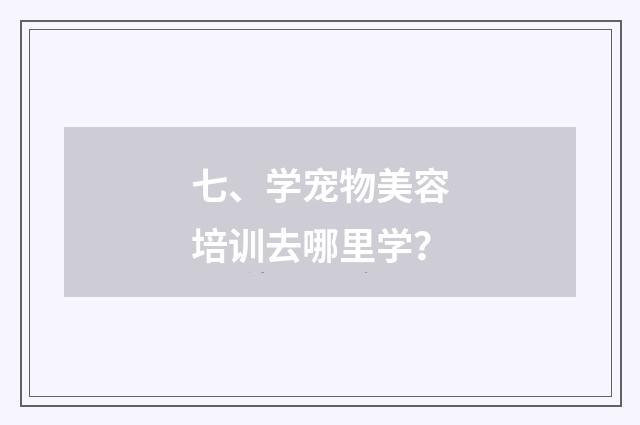 七、学宠物美容培训去哪里学？