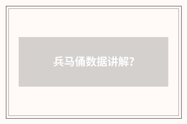 兵马俑数据讲解？