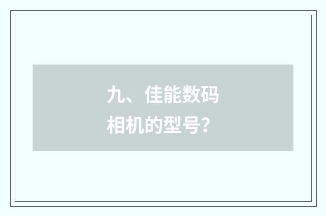 九、佳能数码相机的型号？