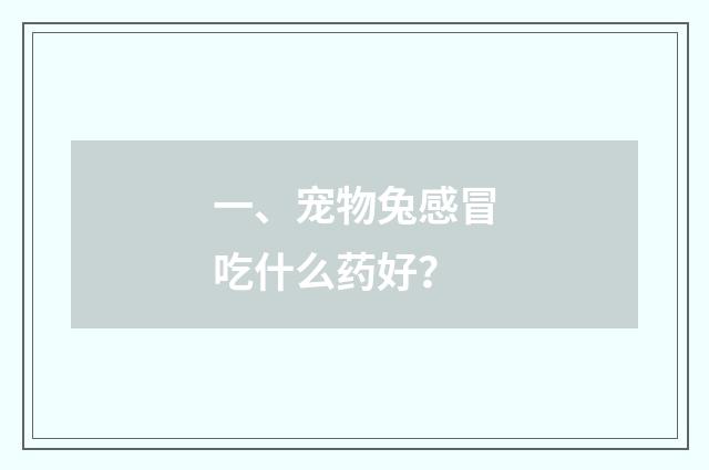 一、宠物兔感冒吃什么药好？