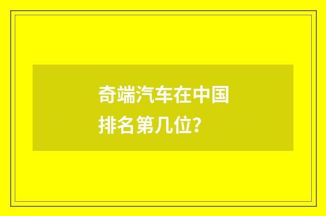 奇端汽车在中国排名第几位？