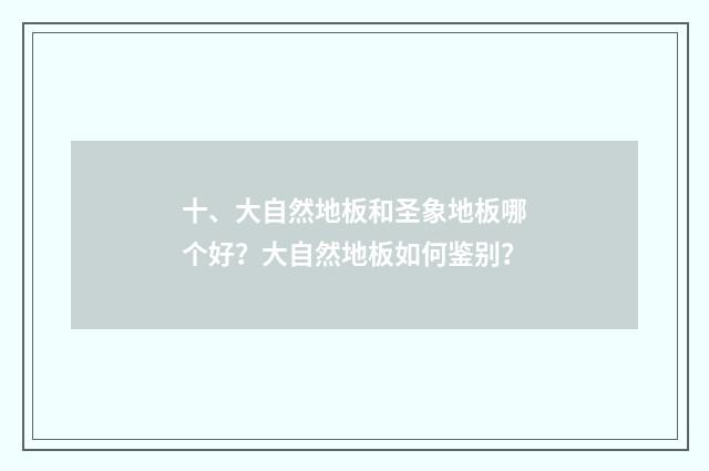 十、大自然地板和圣象地板哪个好？大自然地板如何鉴别？