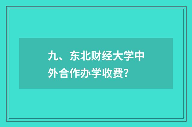 九、东北财经大学中外合作办学收费？