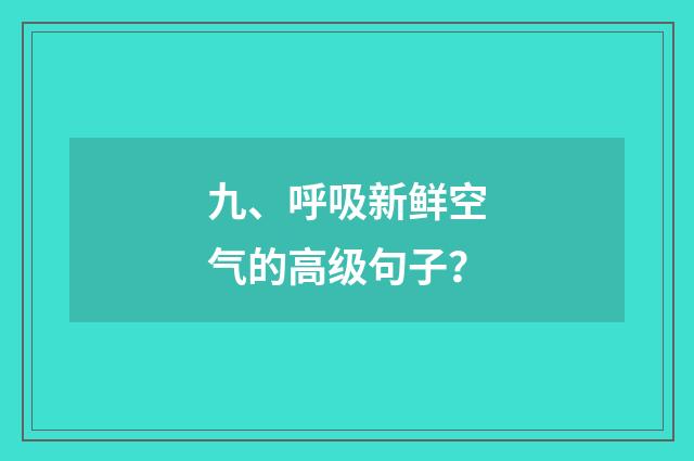 九、呼吸新鲜空气的高级句子?
