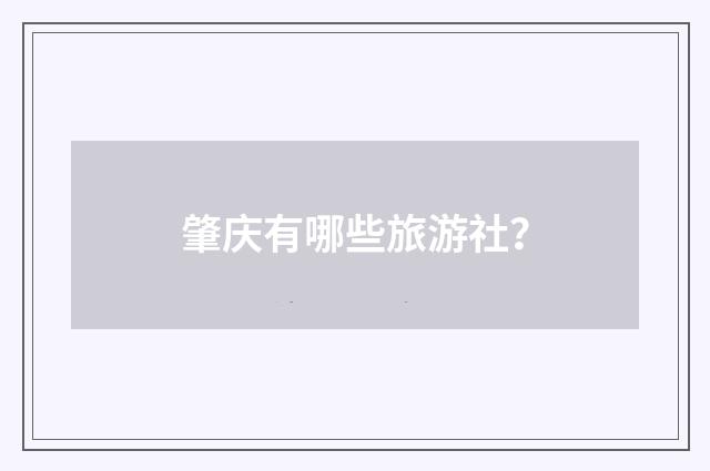 肇庆有哪些旅游社？