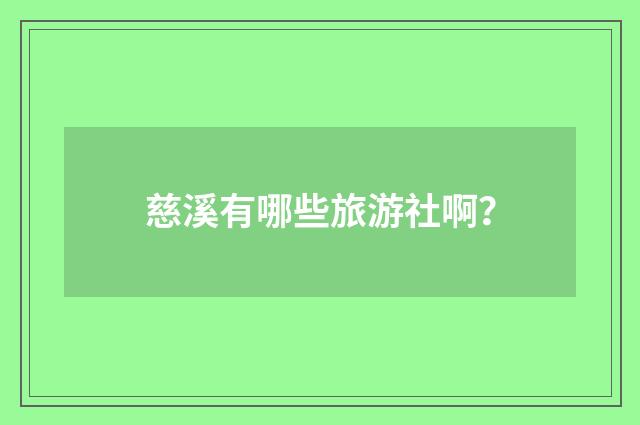慈溪有哪些旅游社啊？