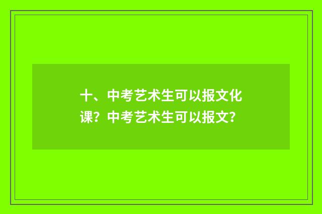 十、中考艺术生可以报文化课？中考艺术生可以报文？