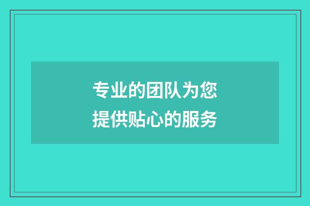 专业的团队为您提供贴心的服务