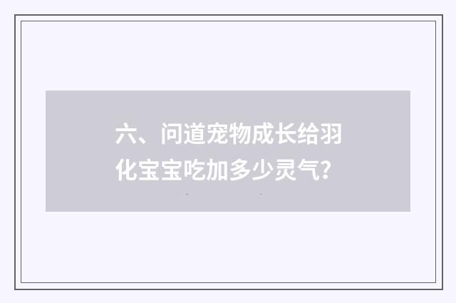 六、问道宠物成长给羽化宝宝吃加多少灵气？