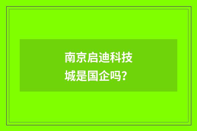 南京启迪科技城是国企吗?