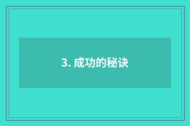 3. 成功的秘诀