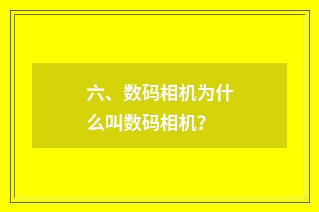 六、数码相机为什么叫数码相机？