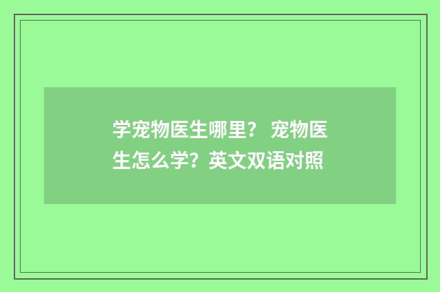 学宠物医生哪里？ 宠物医生怎么学？英文双语对照