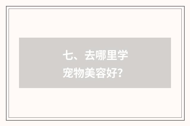 七、去哪里学宠物美容好？