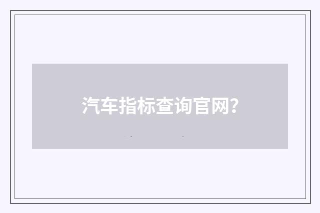 汽车指标查询官网？