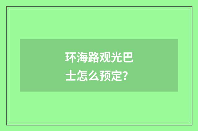 环海路观光巴士怎么预定？