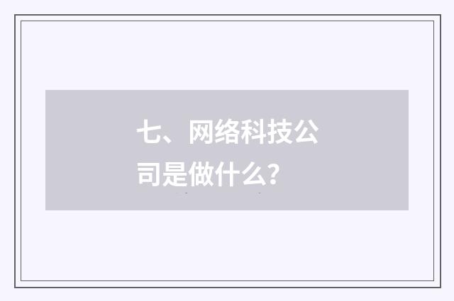 七、网络科技公司是做什么？