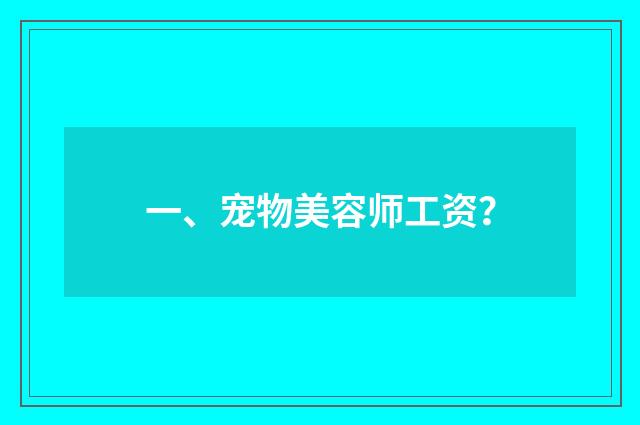 一、宠物美容师工资？
