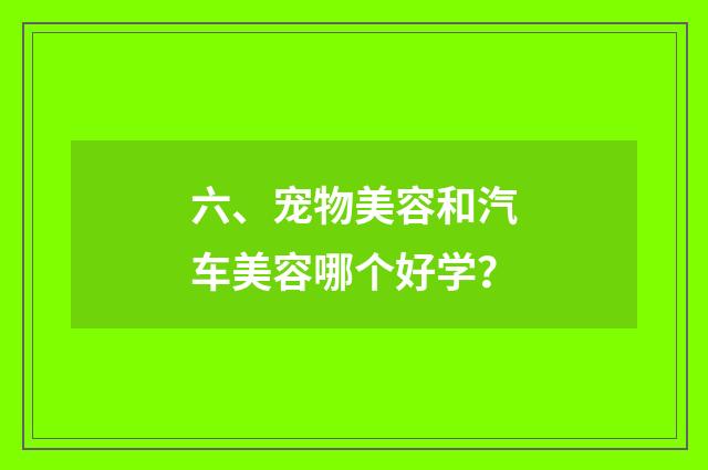 六、宠物美容和汽车美容哪个好学?
