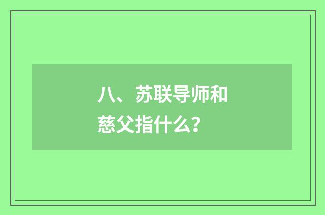 八、苏联导师和慈父指什么？