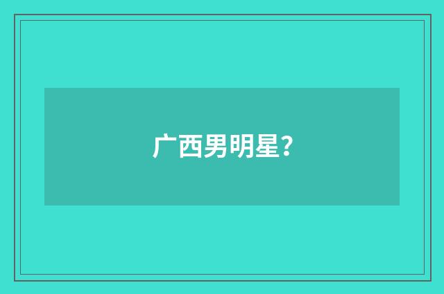 广西男明星？