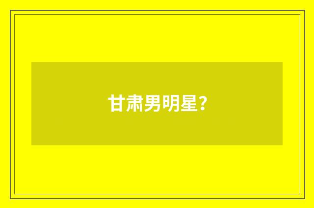 甘肃男明星?
