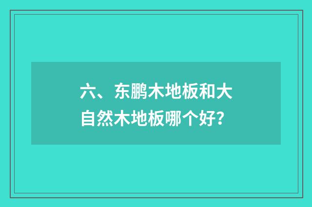 六、东鹏木地板和大自然木地板哪个好？