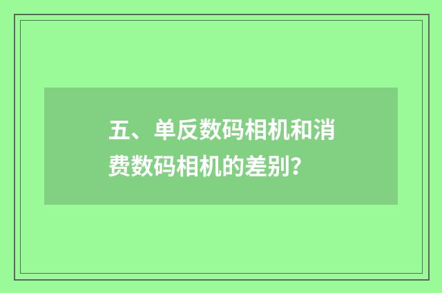 五、单反数码相机和消费数码相机的差别？