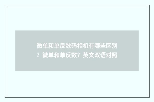 微单和单反数码相机有哪些区别?微单和单反数?英文双语对照