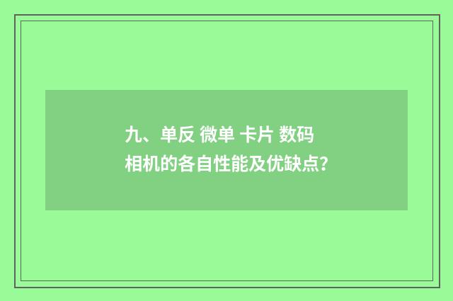 九、单反 微单 卡片 数码相机的各自性能及优缺点？